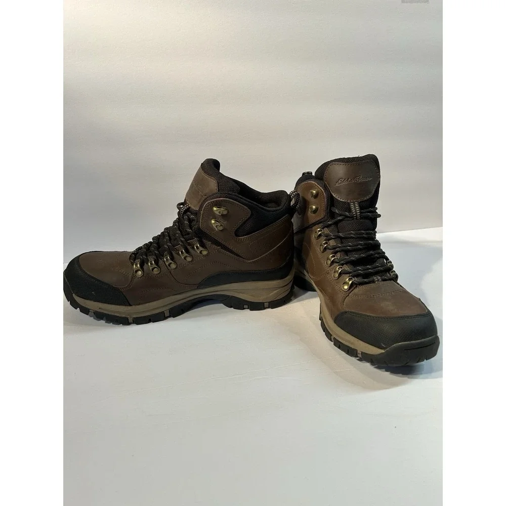 Eddie Bauer Waterproof Hiking Boots Men Size 10.5 Brown Leather Trail Outdoor
